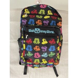 Walt Disney World Disney Parks Large Backpack Multi Color Mickey Embroidered